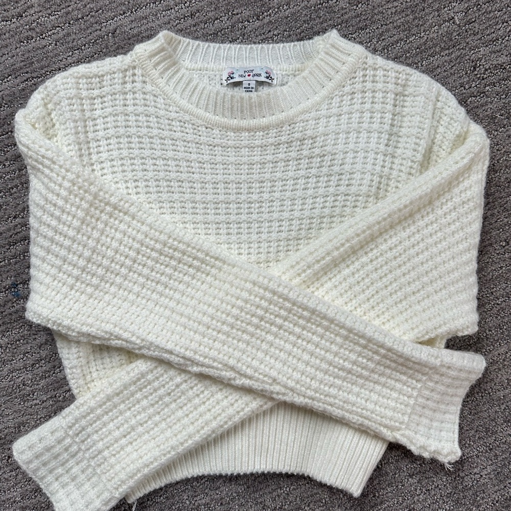 Poof New York cream crop sweater